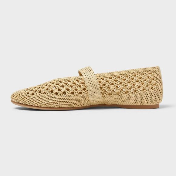 Universal Thread - Women's Sia Knit Woven Mary Jane Flats - Universal Beige - Picture 2 of 4